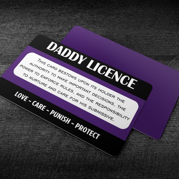 Personalised Daddy ID Licence - Perfect for Daddy Submissive, Little One, Brats Couples