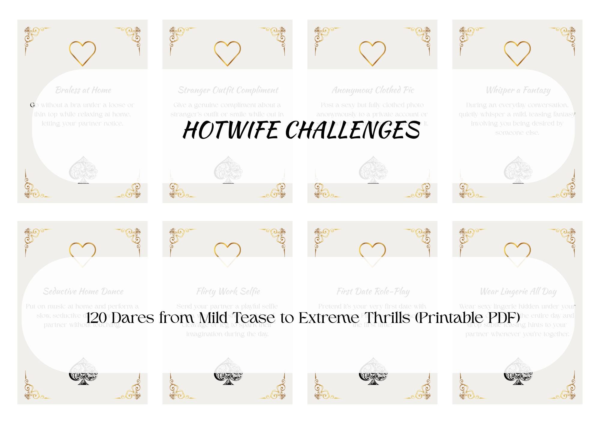 Hotwife Challenge Cards: 120 Dares & Tasks Digital Download - Mild to  Extreme Cuckold Game Printable PDF Adult Couple Game - Etsy