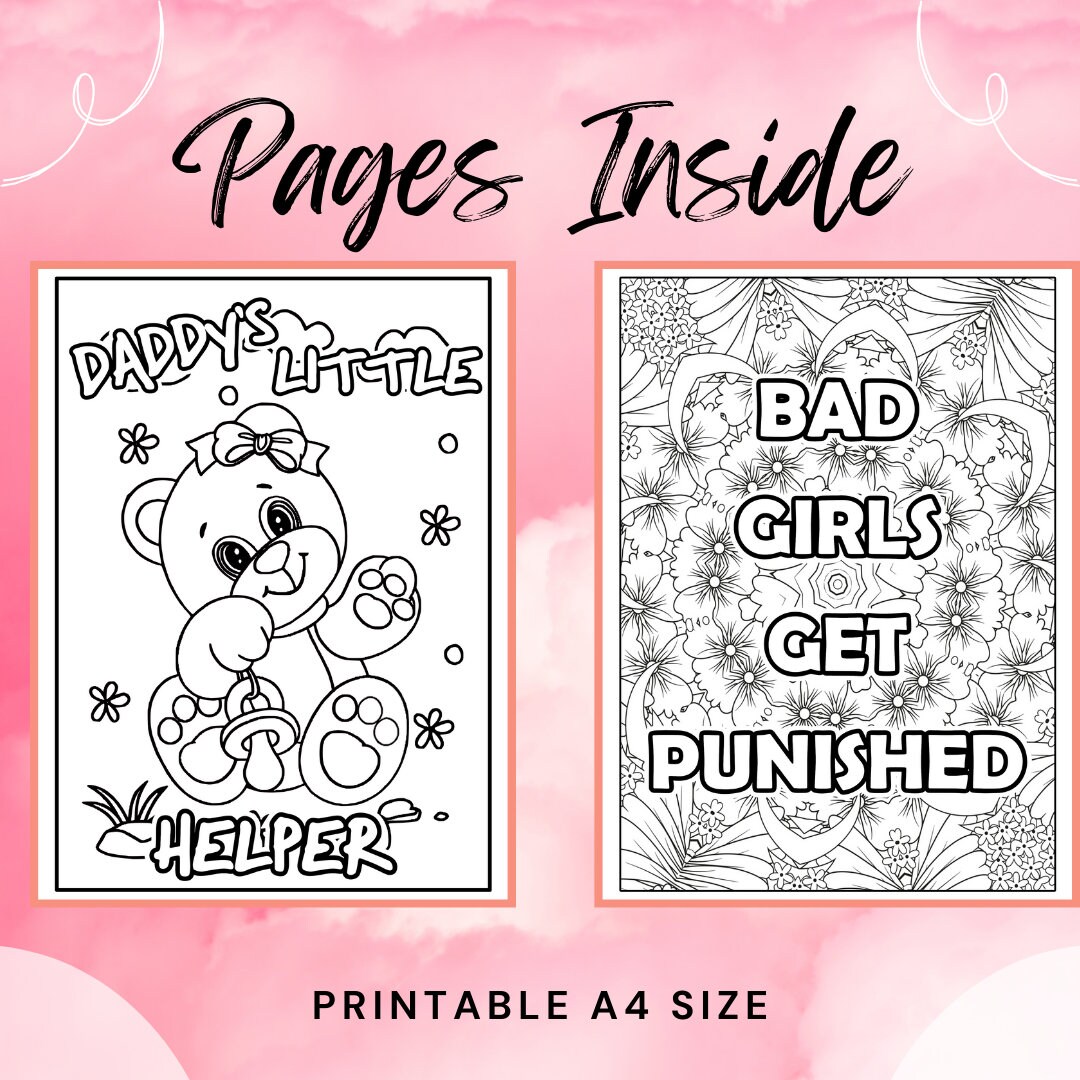 10 Colouring Page Bundle - Adult Daddy Dom Little Girl (DDLG) Colouring ...