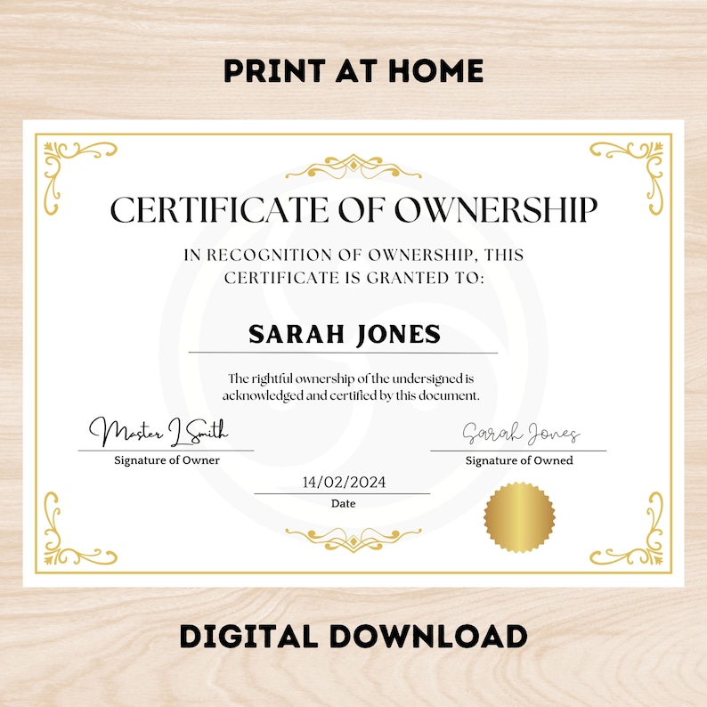 BDSM Ownership Certificate, Kinky, Dom, Sub, Domme, Submissive, Fetish ...