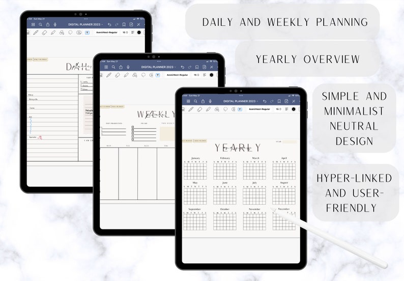 Goodnotes Digital Planner Minimalist Digital Planner Template With