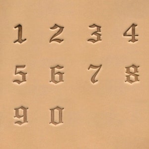 3/4" (19mm) Old English Font Number Leather Stamp Set 8142-10