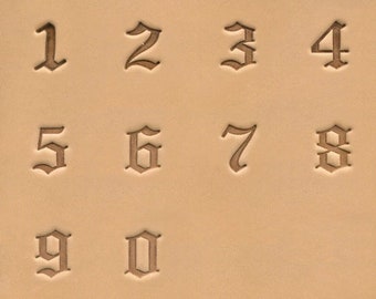 3/4" (19mm) Old English Font Number Leather Stamp Set 8142-10