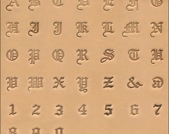 1/4" (6.4mm) Old English Font Alphabet & Number Leather Stamp Set 8142-20