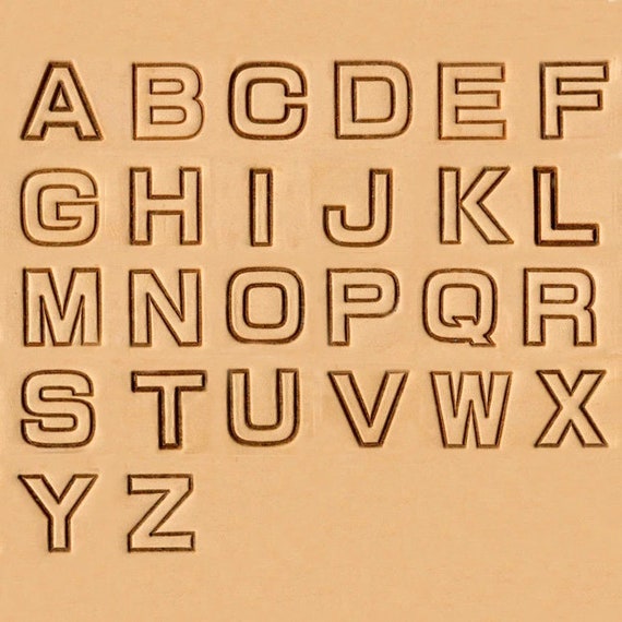 3/4 19mm Block Outline Font Alphabet Leather Stamp Set - Etsy