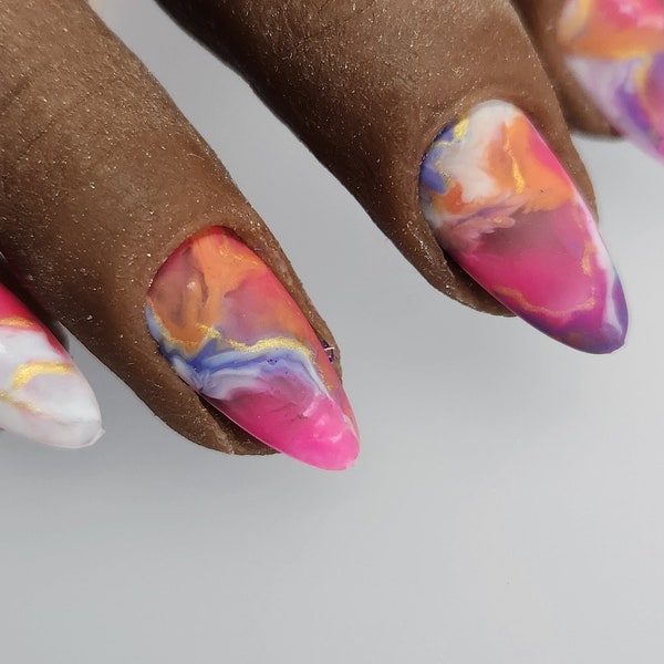 Thermal Marble Presson Nails| Color Changing Marble Nails| Fake Presson Nails