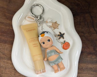 Marine Sonny Angel Keychain with Laneige Lip Balm – Beaded Bag Charm Kawaii Gift