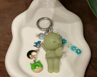Smiski Inspired Keychain: Bag Charm with Beaded Accessories