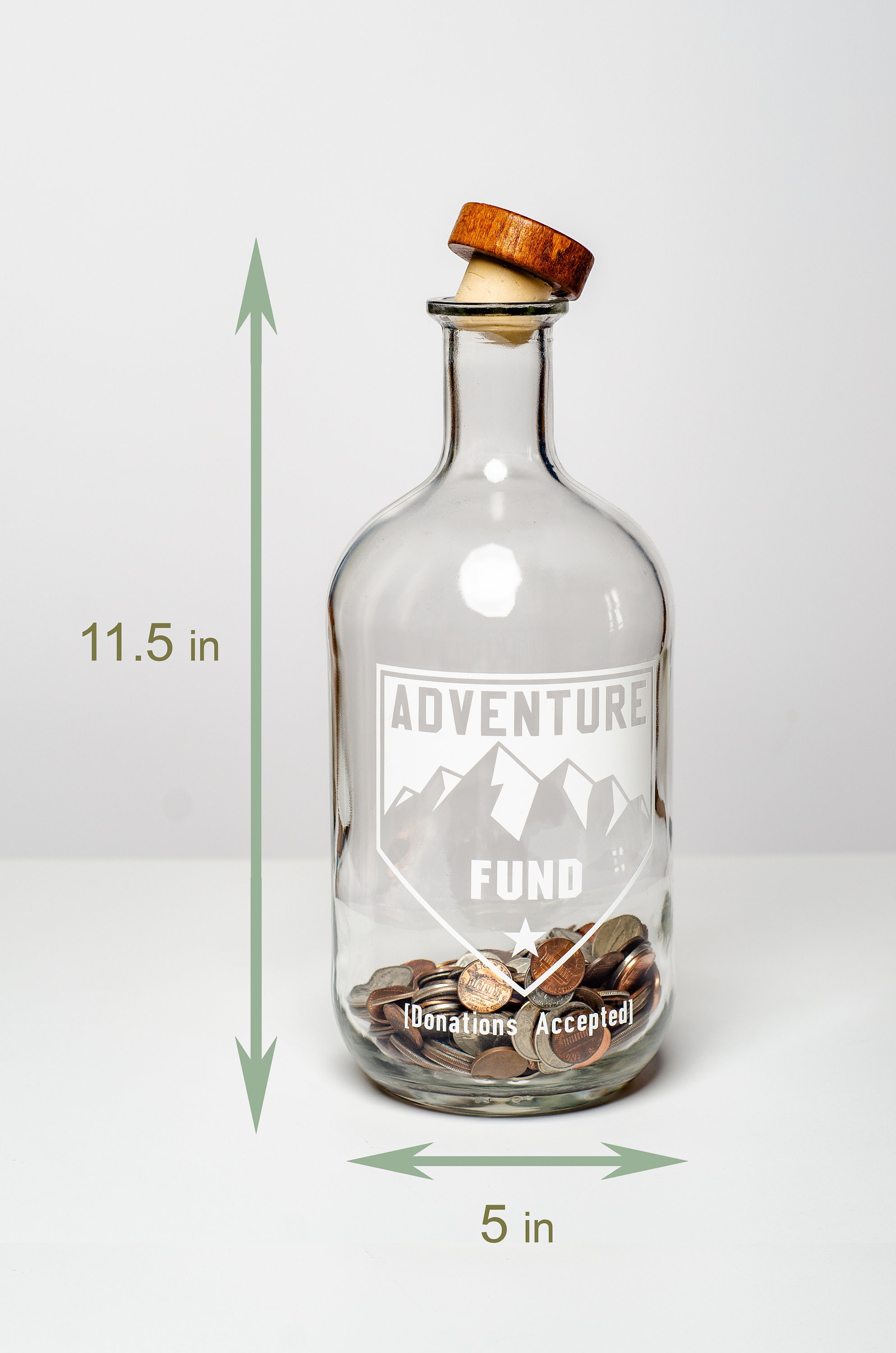 Adventure Fund Coin Jar / Travel Savings Money Jar / Upcycled Etsy