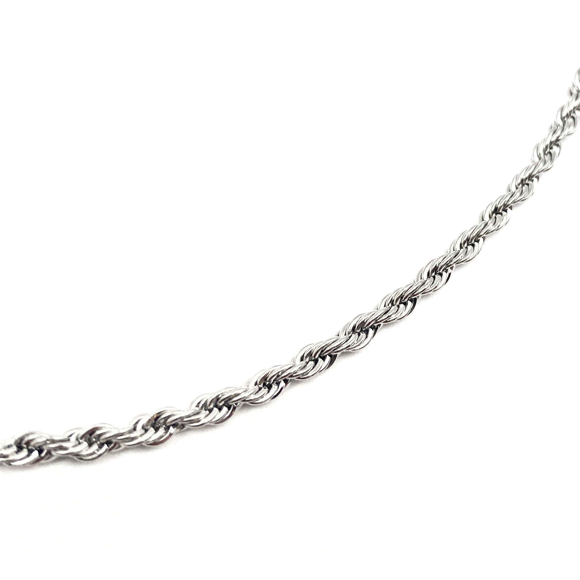 Vintage Rope Twisted Necklace Stainless Steel Gold & Silver 3mm Width