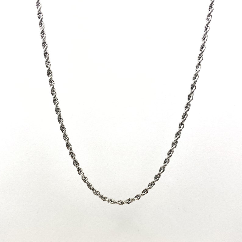 Vintage Rope Twisted Necklace Stainless Steel Gold & Silver 3mm Width