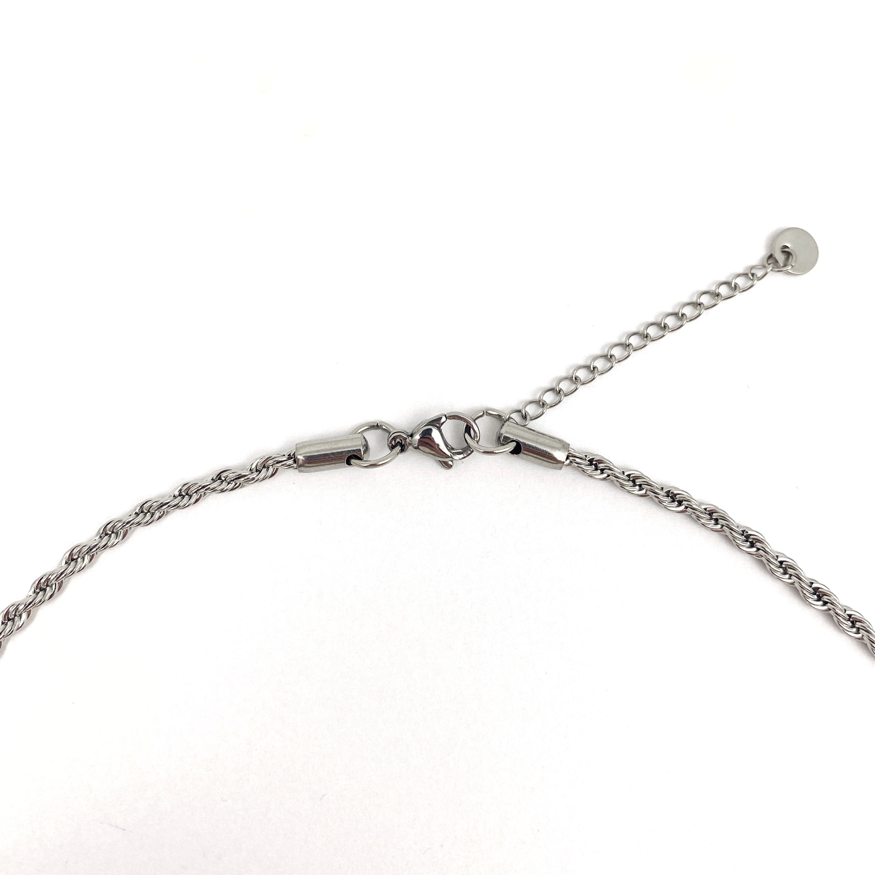 Vintage Rope Twisted Necklace Stainless Steel Gold & Silver 3mm Width