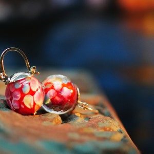 Artisan Hand Blown Glass Ball Earrings Silver plated Dangle Lever back Bohemian Earrings Fast shipping from USA image 3