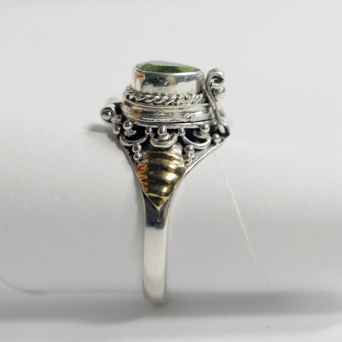 Green Peridot Poison Ring 925 Sterling Silver Locket Ring Etsy