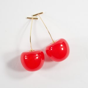 Cherry Drop Dangle Earrings Three Color options Fruit Earrings Ear Bar Stud Earrings Extra Long Dangle Earrings Fast shipping from USA!