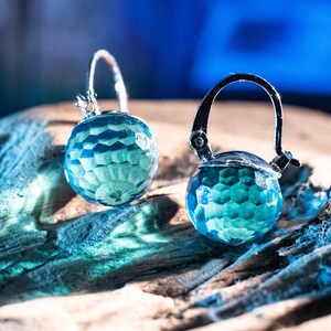 Artisan Hand Blown Glass Ball Earrings Silver plated Dangle Lever back Bohemian Earrings Fast shipping from USA image 9