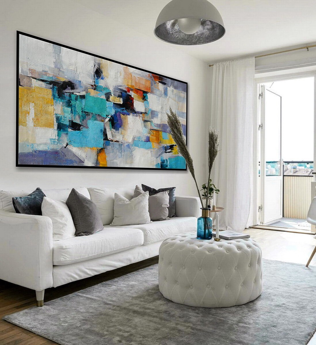 Bunte moderne zeitgenössische Kunstwerk große horizontale | Etsy