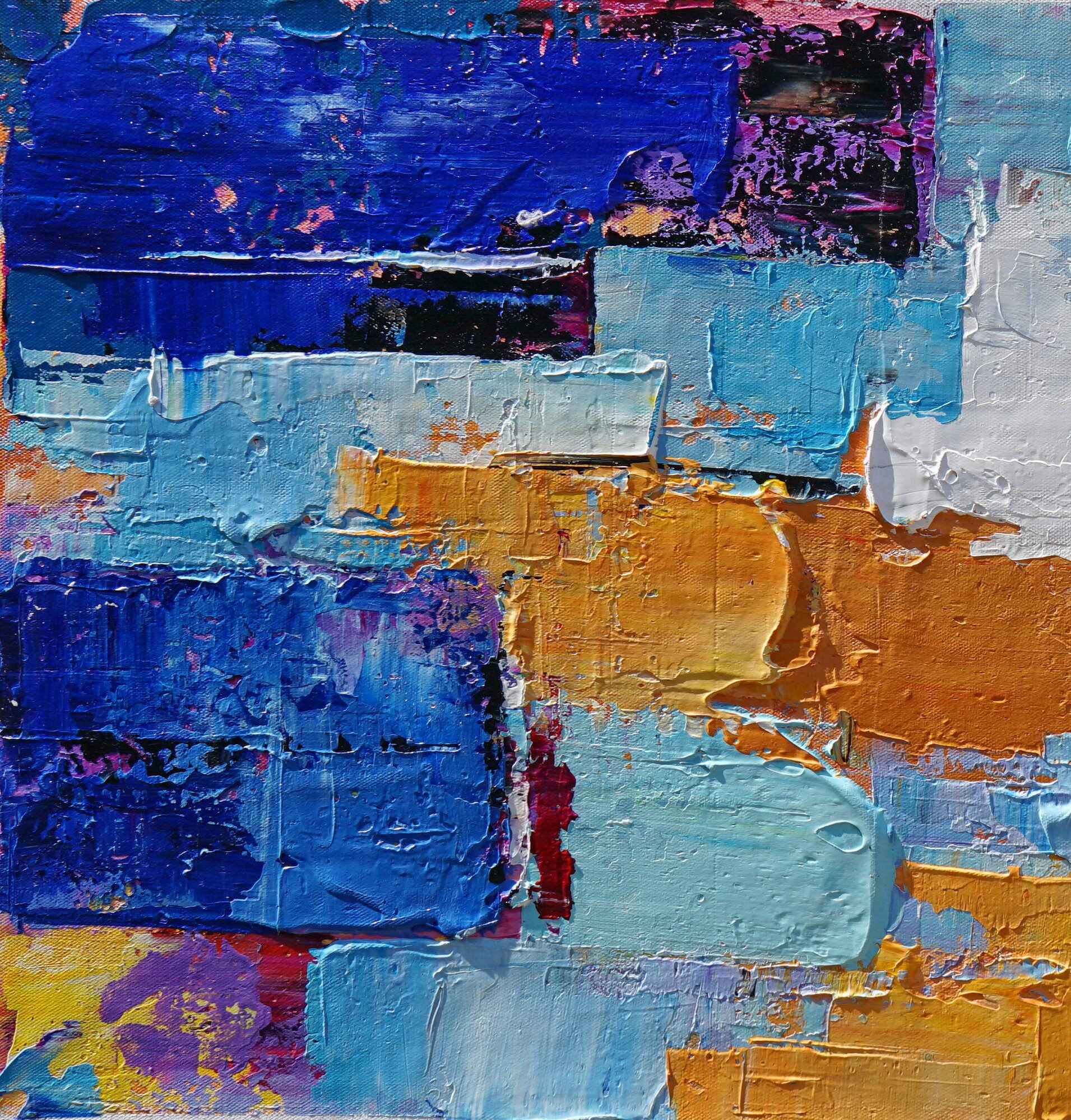 Palette Knife Textured Modern Colorful Abstract Wall Art Etsy