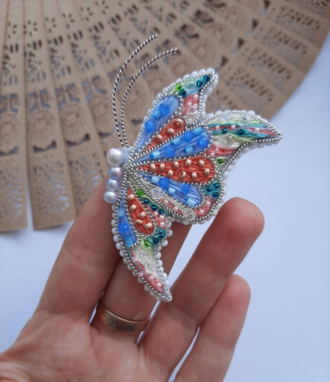 Beaded brooch butterfly embroidery butterfly brooch Etsy