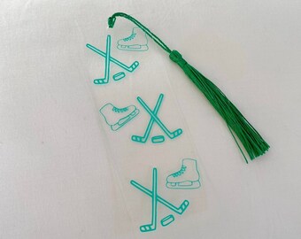 Hockey Romance Acrylic Bookmark with Tassel
