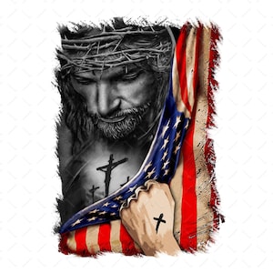 Jesus American Flag Png, Jesus Png, American Flag Png, 4th Of July Png, Independence Day Png, One Nation Under God, PNG Instant Download