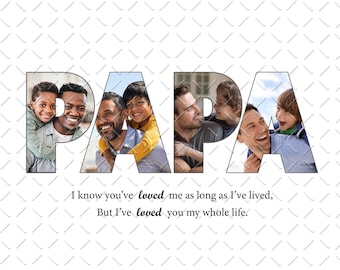 Papa Photo Collage Png, Father's Day Gift, Gift For Grandpa, Father Day Photo Collage PNG Printable, Grandpa Photo Gift, Fathers Day Gift