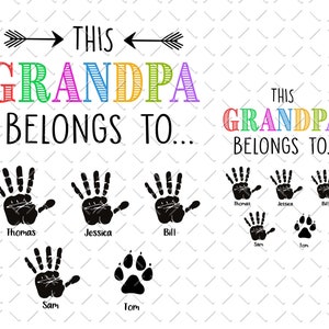 Grandpa Kids Hanprints Png, Fathers Day Png, Papa and Kids Png, Grandpa Papa Png, Grandpa Png, Father&#39;s Day Png, Grandpa Birthday Png, File