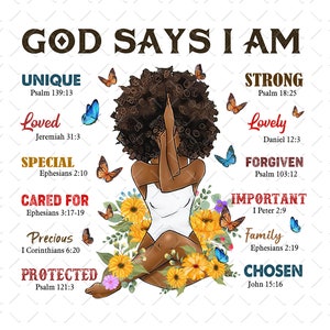 God Says I am Black Queen Png, Black Girl Png, Black Queen Png, African American Png, Afro Girl Png, Melanin Png, Christian Png, DigitalFile