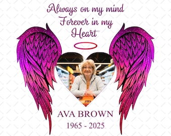 Mom Photo Memorial Png, Mom Angel Wings Png, Sympathy Gift for Mom Loss Png, Loss of Mother Png, Mother's Day Memorial Png, Mom Memorial