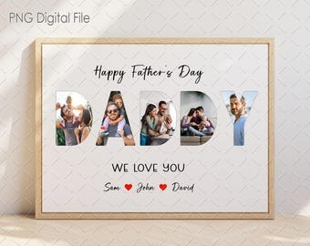 Happy Birthday Daddy Photos Collage PNG Instant Download, Father's Day Gift For Dad Png File, Dad Birthday With Picture Png Digital Download