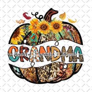 Thankful Grateful Blessed Leopard Grandma Png, Pumpkin Grandma Png, Thanksgiving Grandma Png, Thanksgiving Png, Thankful Design, Grandma Png