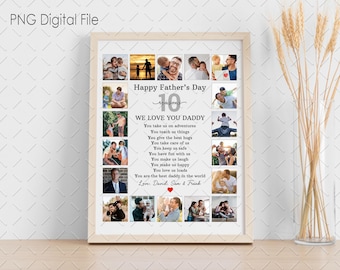 Reasons We Love You Dad Gift For Fathers Day PNG, Family Photos Collage Png, Daddy Kids Pictures Frame Png Files, DIY Dad Birthday Gifts PNG