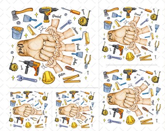 Dad Fist Bump Bundles Png, Dad Kids Hands Names PNG, 1-5 Kids Fist Bump, Father's Day Gifts For Daddy Png Sublimation Designs, Fist Bump Png