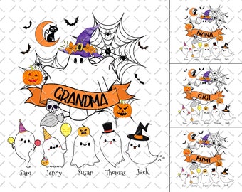 Grandma Halloween Png, Halloween Grandma Png, Halloween Ghost Png, Grandma Mimi Gigi Nana Png, Grandma and Kids, Happy Halloween Png, PNG