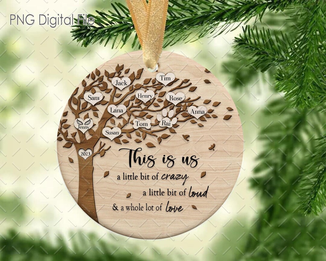 This is Us Family Tree Christmas Ornament Png, Custom Family Christmas