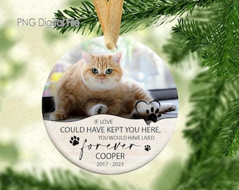 Cat Memorial Ornament PNG Sublimation, Cat Christmas Ornament Png, Cat Memorial Ornament Png, Cat Photo Ornament Png, Pet Memorial Christmas