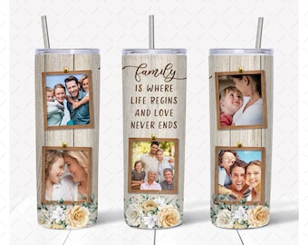 20oz Tumbler Family Photo Frame Png Sublimation, Photo Frame Tumbler Png, Family Definition Quote Tumbler Png, Photo Collage Tumbler Png