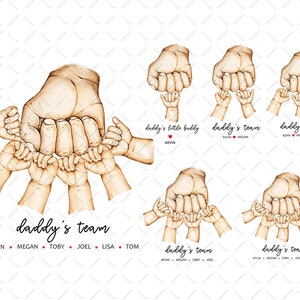Daddys Team Png, Fist Bump Dad Kids Png, Fist Bump Family Hands Png, Daddy Fist Bump Png,  Handprints Fathers Day Png, Fathers Day PNG File