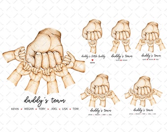 Daddys Team Png, Fist Bump Dad Kids Png, Fist Bump Family Hands Png, Daddy Fist Bump Png,  Handprints Fathers Day Png, Fathers Day PNG File