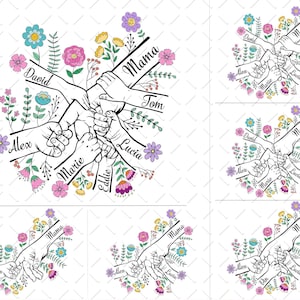 Mom Holding Hands With 2 3 4 Kids PNG Digital Download, Mother's Day ...