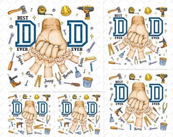 Best Dad Ever Fist Bump Bundles Png Set, Dad Kids Hands Names PNG, 1-5 Kids Fist Bump, Father's Day Gifts For Daddy Png Sublimation Designs