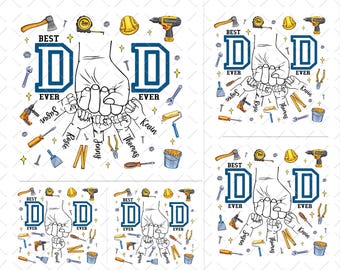 Best Dad Ever Fist Bump Bundle PNG, 1-5 Kids Dad Hands Name Png Sublimation, Dad Fist Bump Set Png, Father's Day Baby Kid Fist Bump Png File