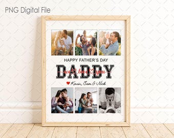 Happy Father's Day Dad Kids Photos Collage PNG Designs, Daddy Kids Pictures Collage Gift For Dad Png Digital Download, Family Photo Png File