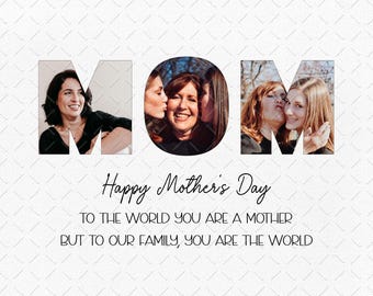 Happy Mother's Day Mom Collage Photos PNG Download, Mom With Pictures Png Instant Download, Mom You Are The World Photo Collage Png Designs
