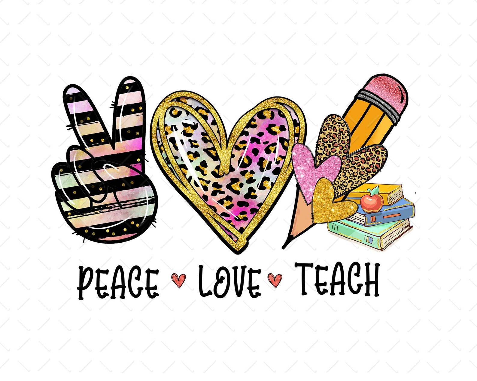 Teacher Png Peace Love Teach Png Leopard Teacher Png Peace - Etsy