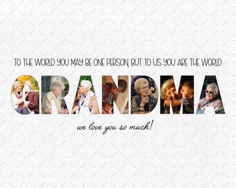 Grandma Photos Collage Png Designs, Grandma With Picture Collage PNG Download, Mother's Day Gift For Grandma From Grandchild Png Sublimation