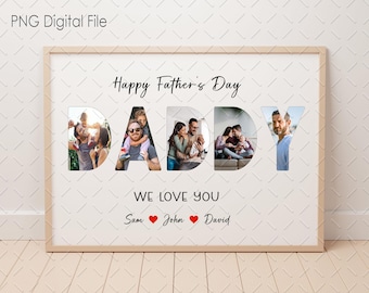 Papa Daughter Son Photos Frame PNG Designs, Daddy Photos Collage Png Instant Download, Father's Day Gift Png, Birthday Gift For Dad Png File