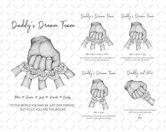 Father’s Day Png, Daddy Png, Fist Bump Dad Png, Family Hands Fathers Day Png, Daddys Dream Team, Dad Birthday Png, Dad and Kids Png, PNGFile