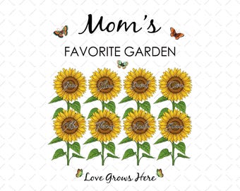 Mom's Garden Sunflower Png, Mom's Garden Love Grows Here Png, Mother's Day Png, Mom Sunflower Png, Mom Birthday Png, Mom PNG File
