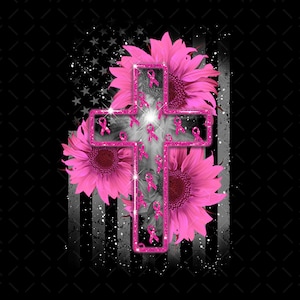 Pink Cross Breast Cancer Png, Breast Cancer Month Png, Floral Pink Cross Png, Pink Ribbon Png, Breast Cancer Survivor Png, Instant Download
